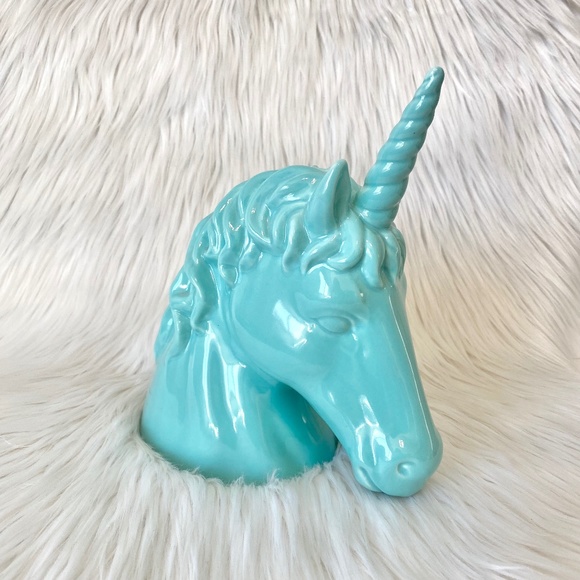 Blue Unicorn Head Coin Bank Ceramic Piggy Bank Target - Picture 1 of 6